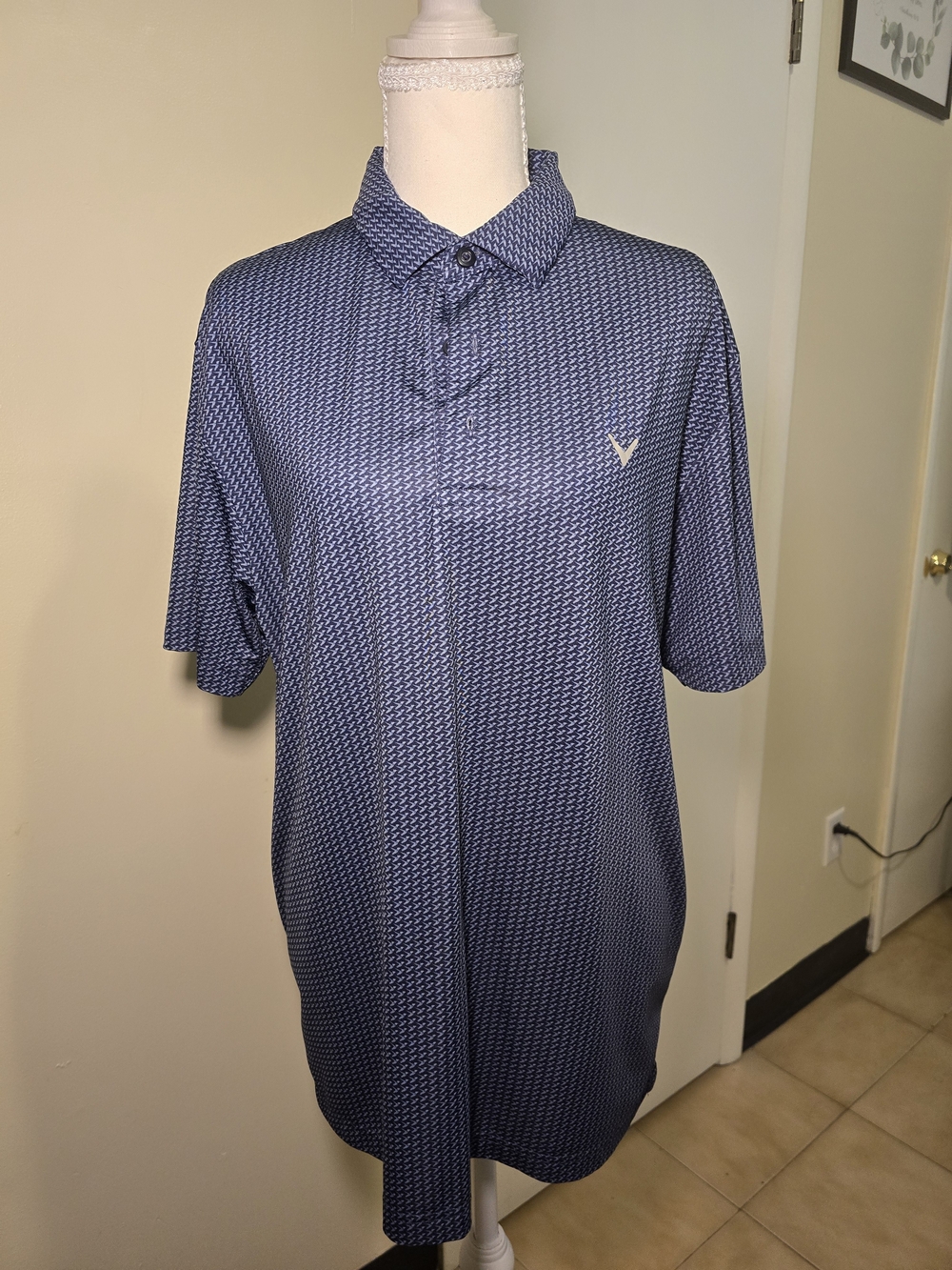 Callaway Navy Geometric Print Polo